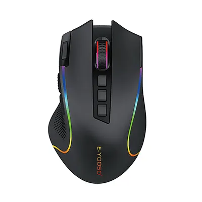 EYOOSO X11 - Wireless gaming mouse for gamers in Ergonomic design Adjustable DPI with built-in low-power consumption battery 2.4Ghz Infrared optical tracking RGB Lights