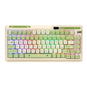 KZZI K75 Pro RGB 75% Wireless Gasket Mechanical Keyboard, Triple Mode BT 5.0/2.4G/USB-C 82 Keys Hot Swappable Gaming Keyboard w/Knob & Power Display, Custom Tactile Switches, Lemon Green