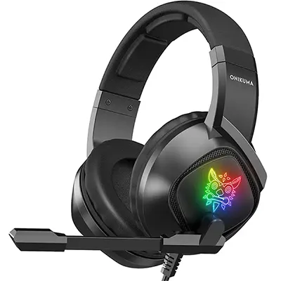 ONIKUMA K19 - PRO Gaming headphones for Gamers wired with Noise Canceling microphone Stereo Surround Sound RGB LED Lights gaming headsets PC/XBOX/PS4