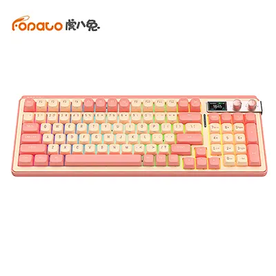 FOPATO H98 - Hot-swappable customized Mechanical Gaming Keyboard with RGB Backlit effects wireless 2.4Ghz/bluetooth connectivity TTC switch keyboard plus LCD display 6000mAH Battery Windows/MAC/IOS