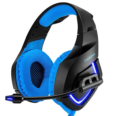 ONIKUMA K1B Gaming headsets wired with Noise Reduction Microphone Stereo Surround Sound LED Lights Over-Ear PC/XBOX/PS4