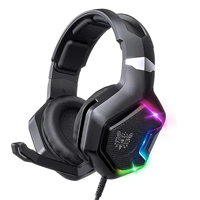 ONIKUMA K10 - Immersive Gaming Headset with 360° Parachute Microphone Sterero Gaming Headphones for PS4/5/XBOX/PC with Comfortable Lightweight Design Multi-Platform/perforated ventilation