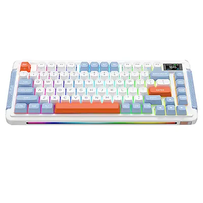 Royalaxe L75 - Mechamical Gaming keyboard Hot-swappable customizable keyboard with RGB backlit effects Wireless/bluetooth keyboard plus LCD display/4000mAh Battery