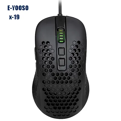 EYOOSO X19 - Wired Gaming mouse for gamers programmable in Ergonomic honeycomb design Lightweight anti-slip material with Adjustable DPI Infrared optical tracking mouse RGB Backlit